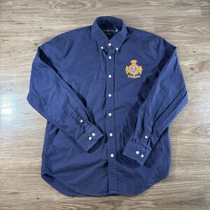 Ralph Lauren Royal Crest Patch Navy Button Down Shirt Men's Size XL 180/100A